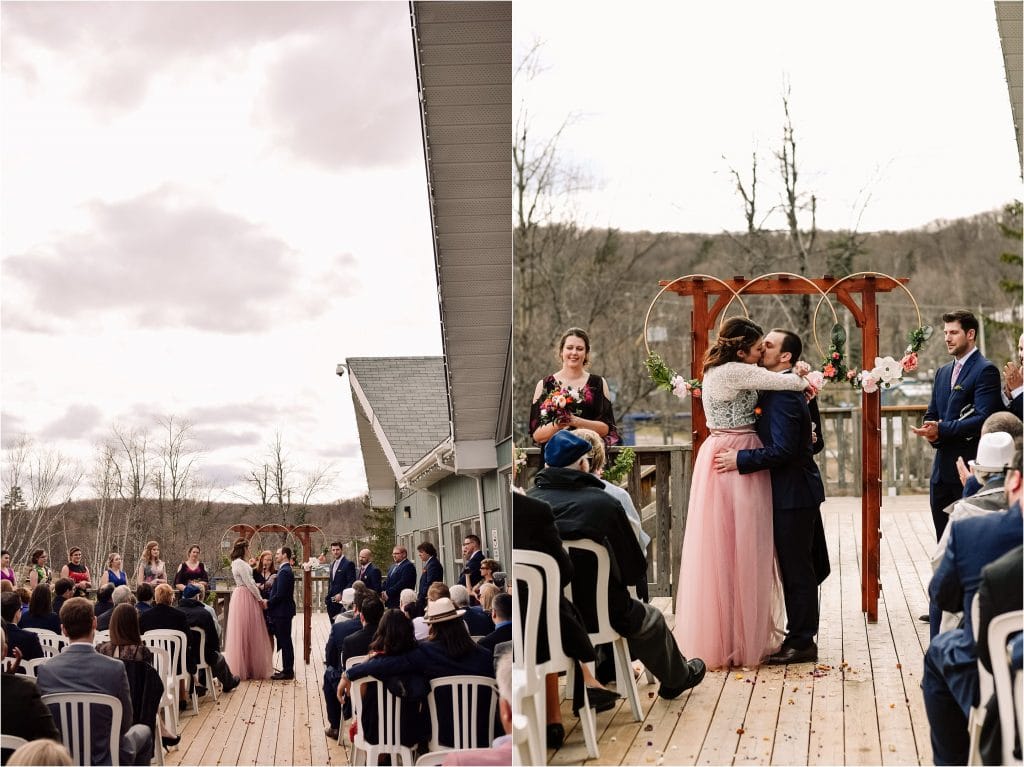 A relaxed outdoor spring wedding at Camp Fortune Ski resort.