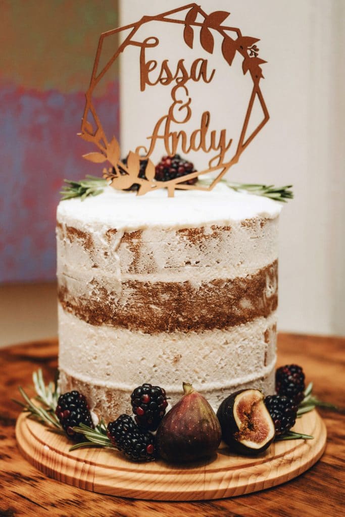 Simple Single Tier Vanilla Cake with Fresh Figs & Berries