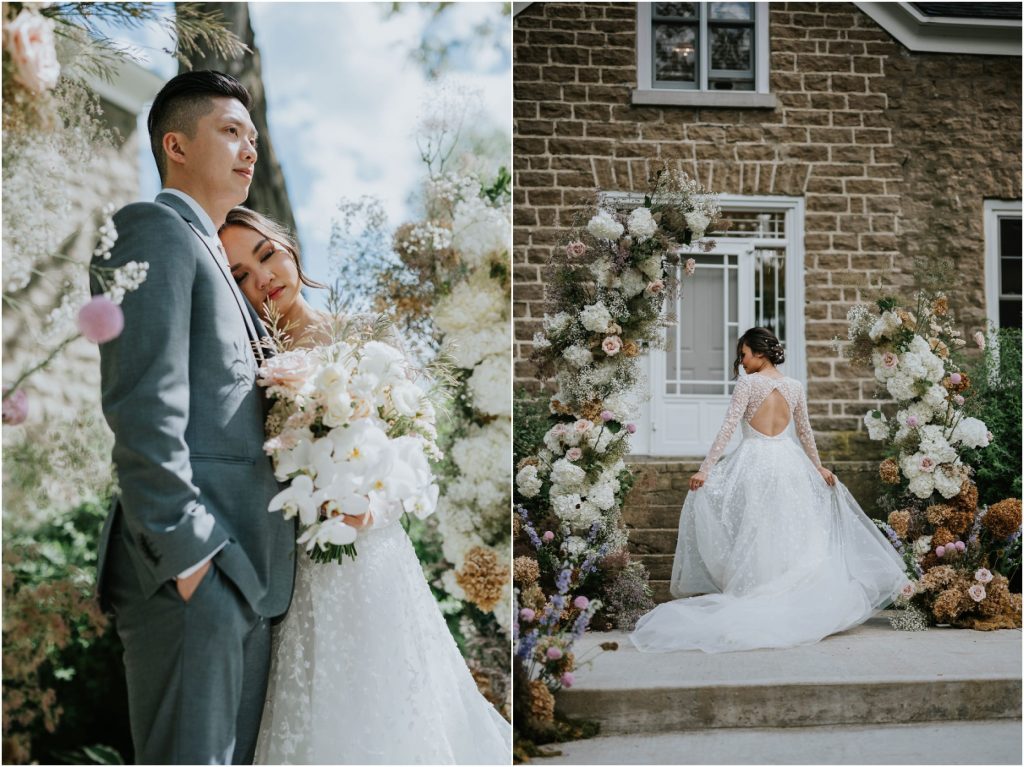 A spring wedding with lots of florals and pastel colours.
